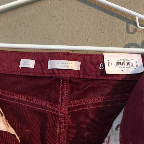 NWT Size 8 LC Lauren Conrad Maroon Colored Jeans - Picture 2 of 4
